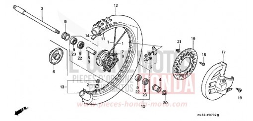 FRONT WHEEL (CR500RS/RT/RV) CR500RV de 1997